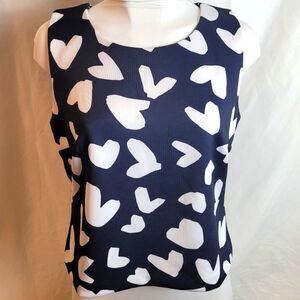 INC International Concepts Navy and White Heart Blouse
